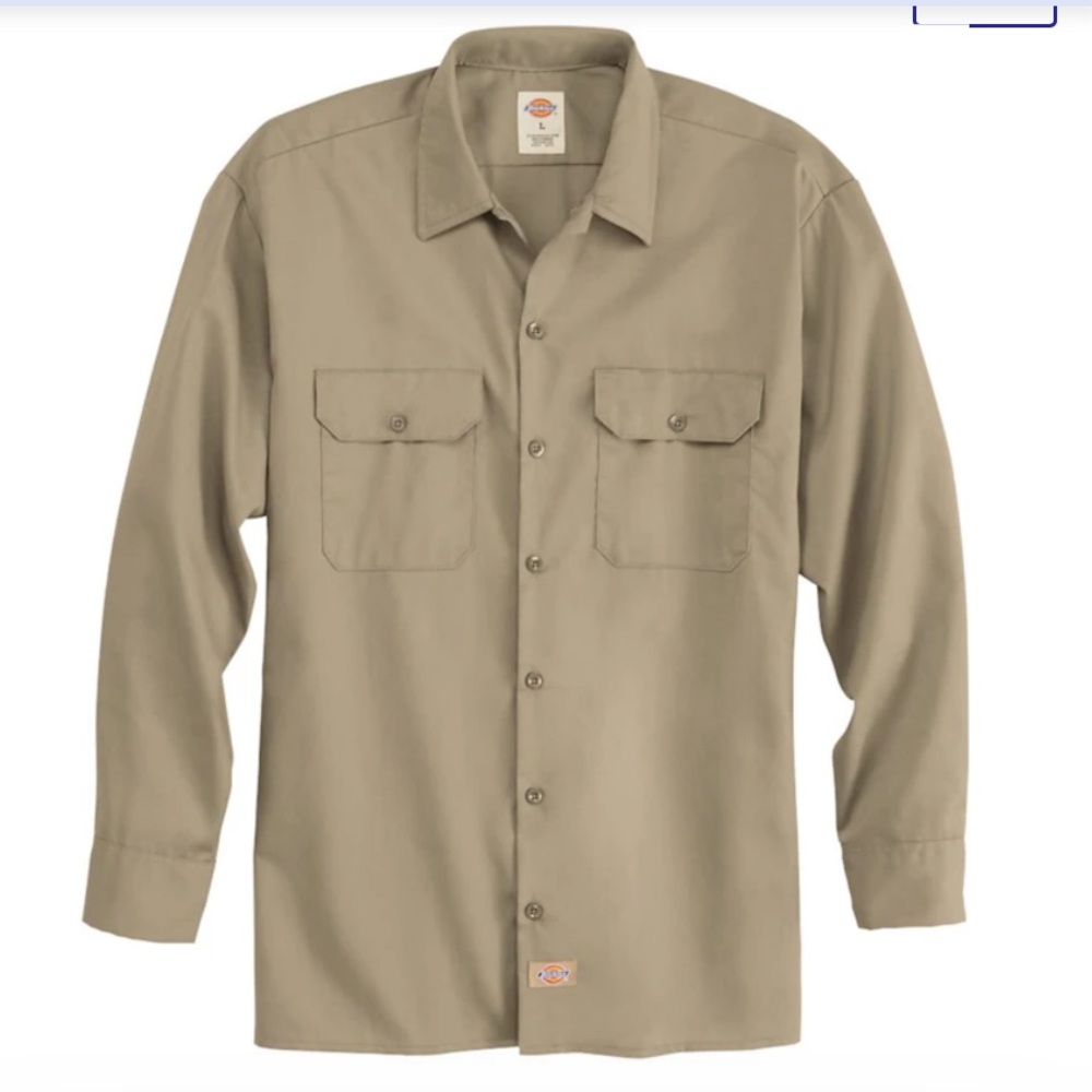NWT - Dickies Men’s Long Sleeve Khaki Work Shirt